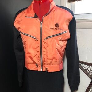Bella Donna Orange and Black Cropped Bomber Jacket